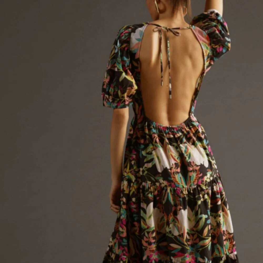 ANTHROPOLOGIE CONDITIONS APPLY MAXI MOODY DARK FLORAL DRESS WHIMSIGOTH BOHO XS - Picture 2 of 9